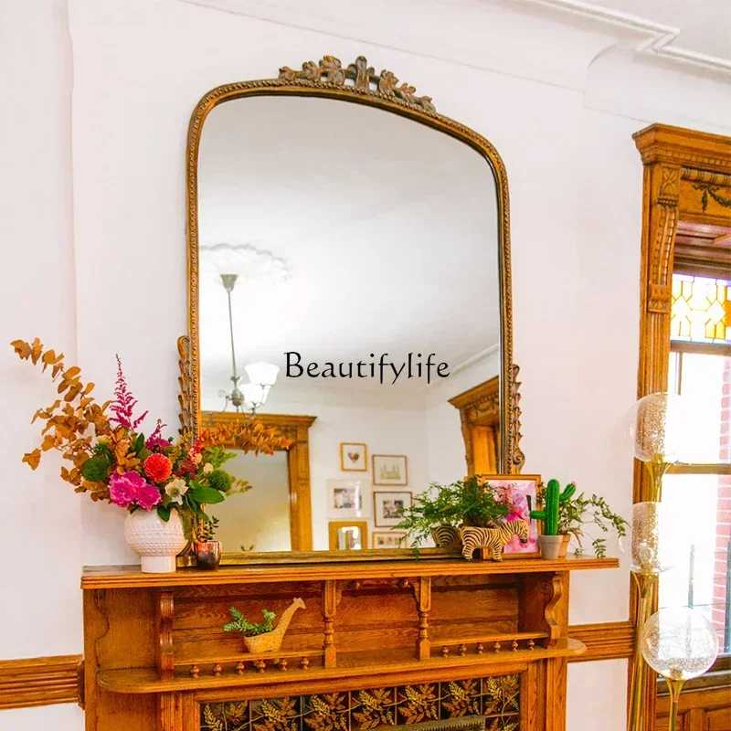 

FG52*retro European makeup mirror dresser large wall-mounted carved makeup mirror