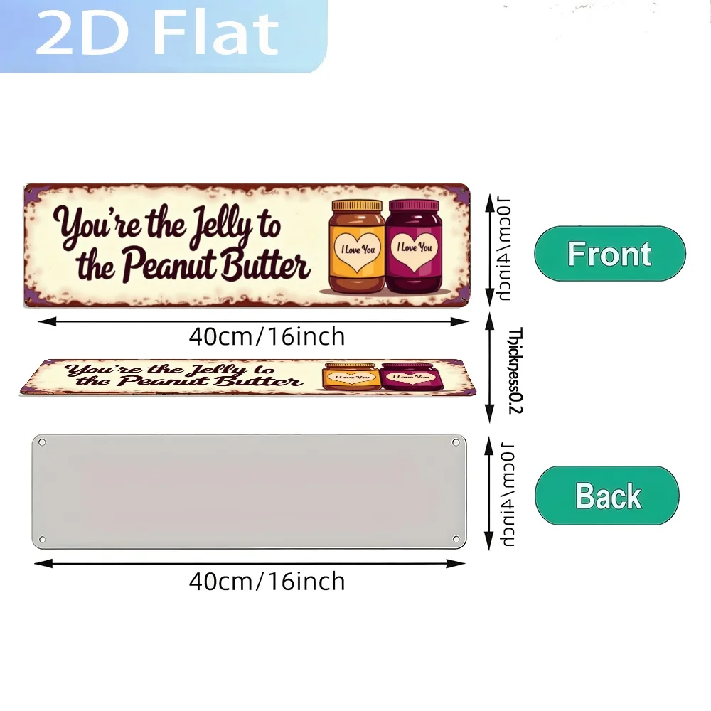 2D Flat, Vintage 'Two Jars with 'I Love You' Labels.' Wall Sign - Retro Farmhouse Decor Suitable for, Cafe, Office, Porch & Bar