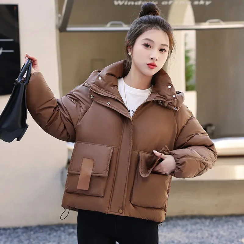 Women\'s Coat 2024 Winter New Down Cotton Jacket Ladies Loose Hooded Coats Student Short Thicken Warm Overcoat Female Casual Tops