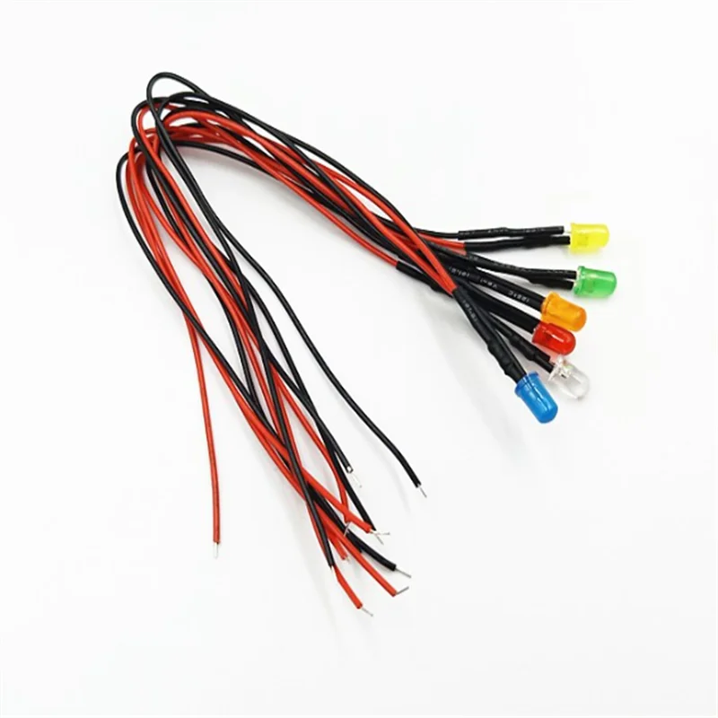 10/PCS 3mm 5mm  LED 3-12V  20cm Pre-wired White Red Green Blue Yellow Orange Diode Lamp Decoration Light Emitting Diodes