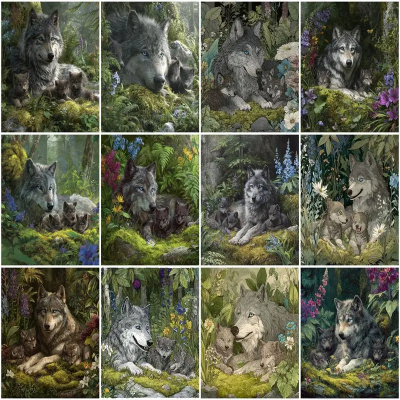 

PhotoCustom Acrylic Paint By Numbers For Adults On Canvas Wolf Animal Coloring Drawing Oil Paintings By Number Home Decor