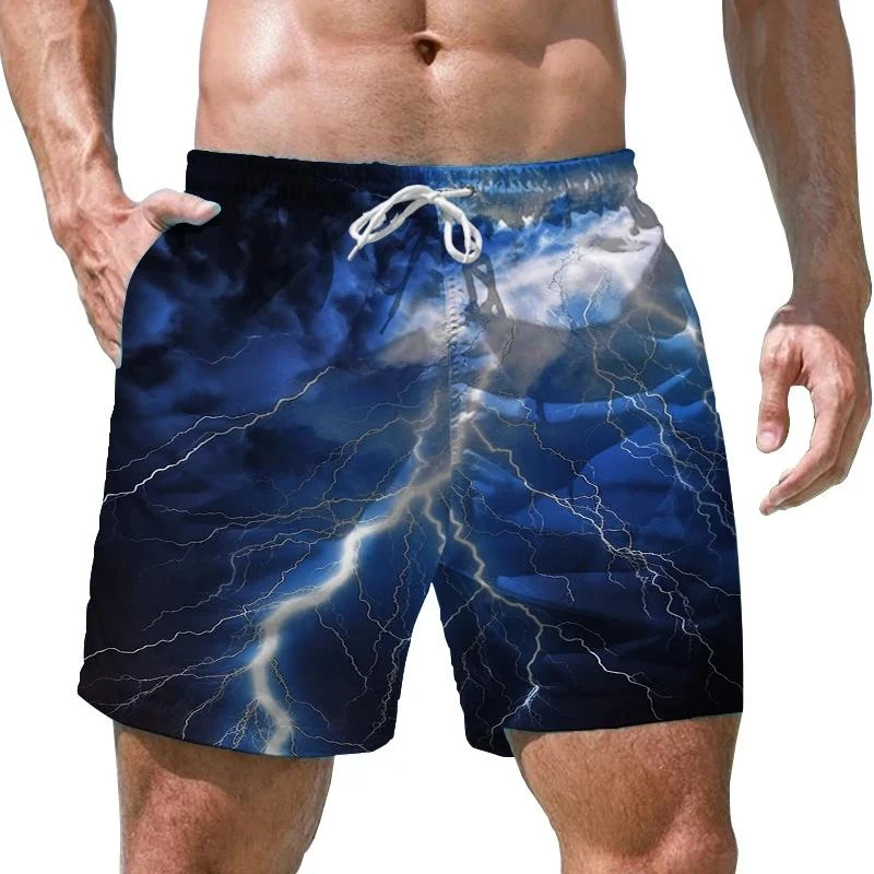 Lightning Pattern Shorts Men Casual Short Pants Cargo Black Beach 3d Printed Shorts Gothic Fitness Mens Shorts Male Short Pants