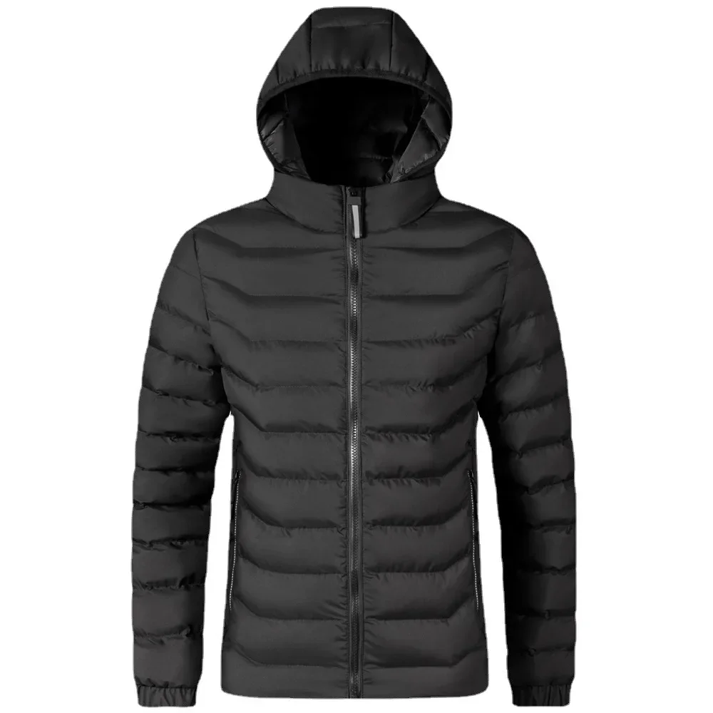 

Autumn Winter Jacket Men Slim Cotton Jacket Hooded Parkas Light Thin Coat Zipper Long Sleeve High Quality Luxury Brand Outerwear