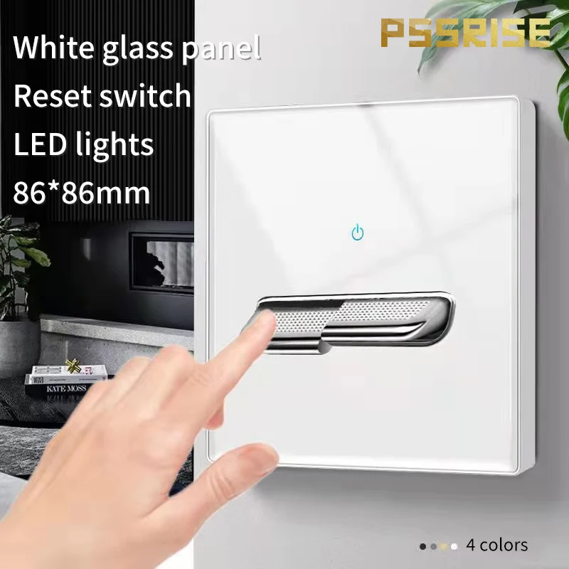

PSSRISE White Tempered Glass Wall Switch Panel Led European 16A Socket Retro Toggle Light Switch Eu Uk Standard Socket 1-4gang