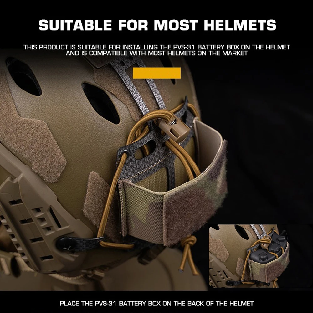 Caja de batería táctica PVS31 NVG, bolsa de almacenamiento estilo Ferro, sistema de retención de casco Airsoft rápido, caja de batería ajustable, equipo de transporte