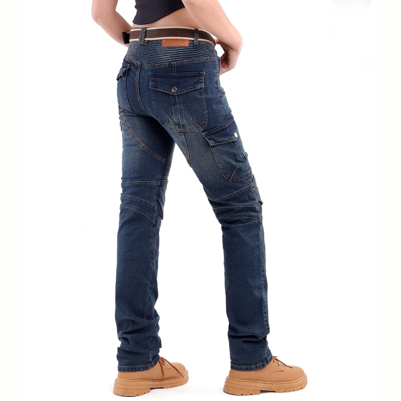 كيفلر دراجة نارية الجينز النساء موتوكروس السراويل لينة عارضة ركوب والعتاد مقاومة للتآكل