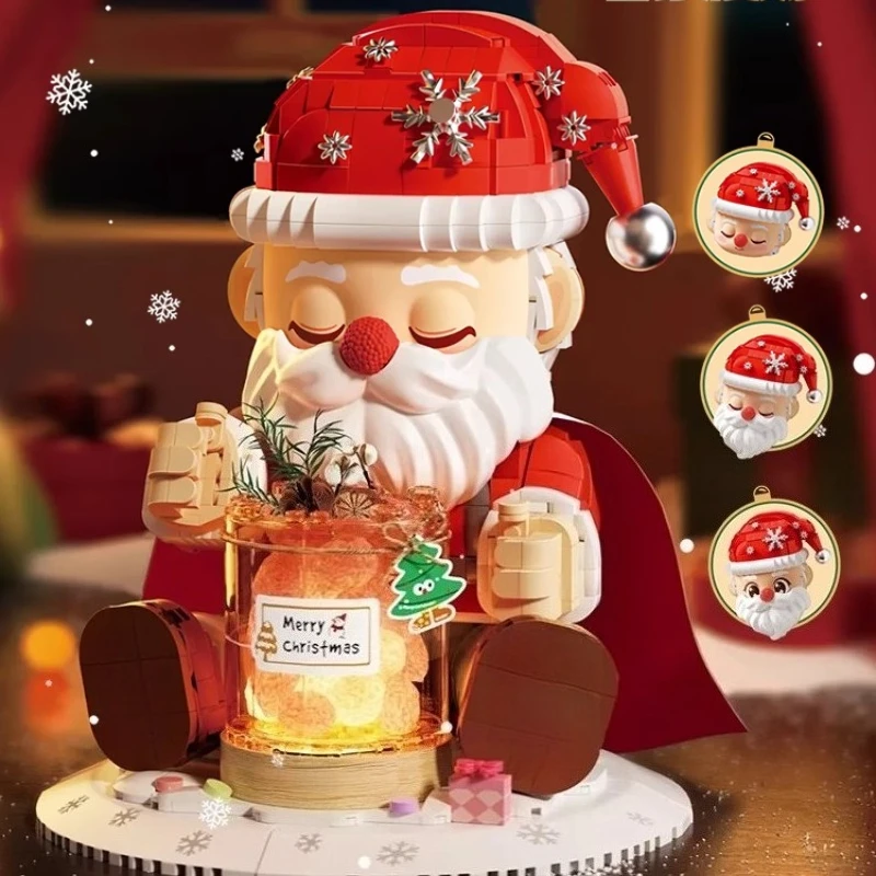 

SEMBO Santa Claus Building Blocks Creative Handmade Assembled Night Light Crystal Toys Decorative Ornaments Gifts
