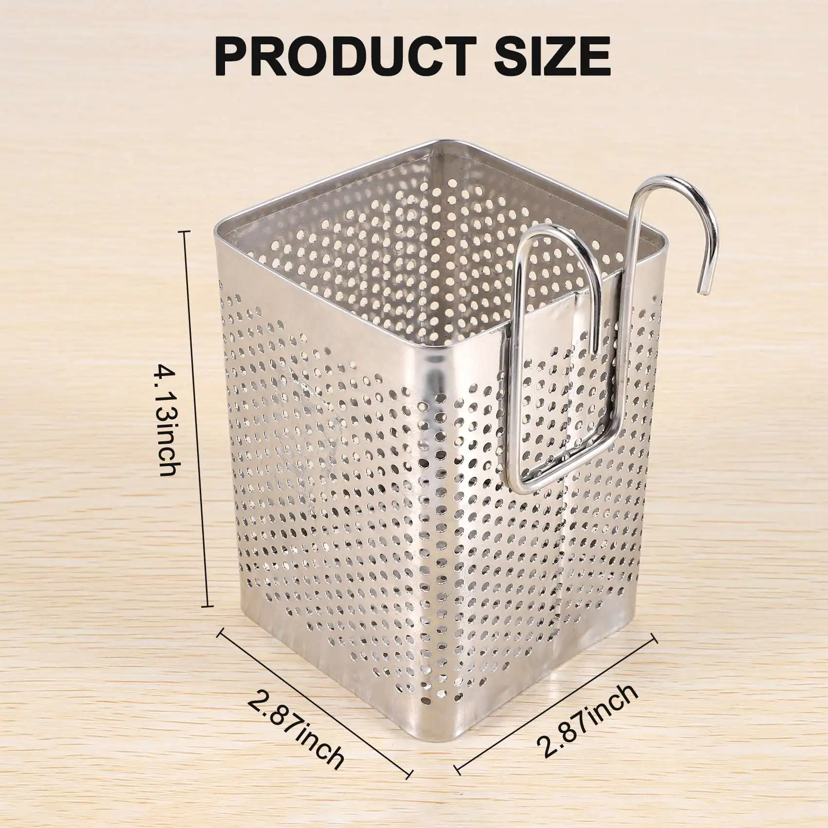 ABUN Stainless Steel Chopsticks Holder, Hanging Cutlery Drying Basket Tableware Drainer with Hooks, Kitchen Sponge Holder for