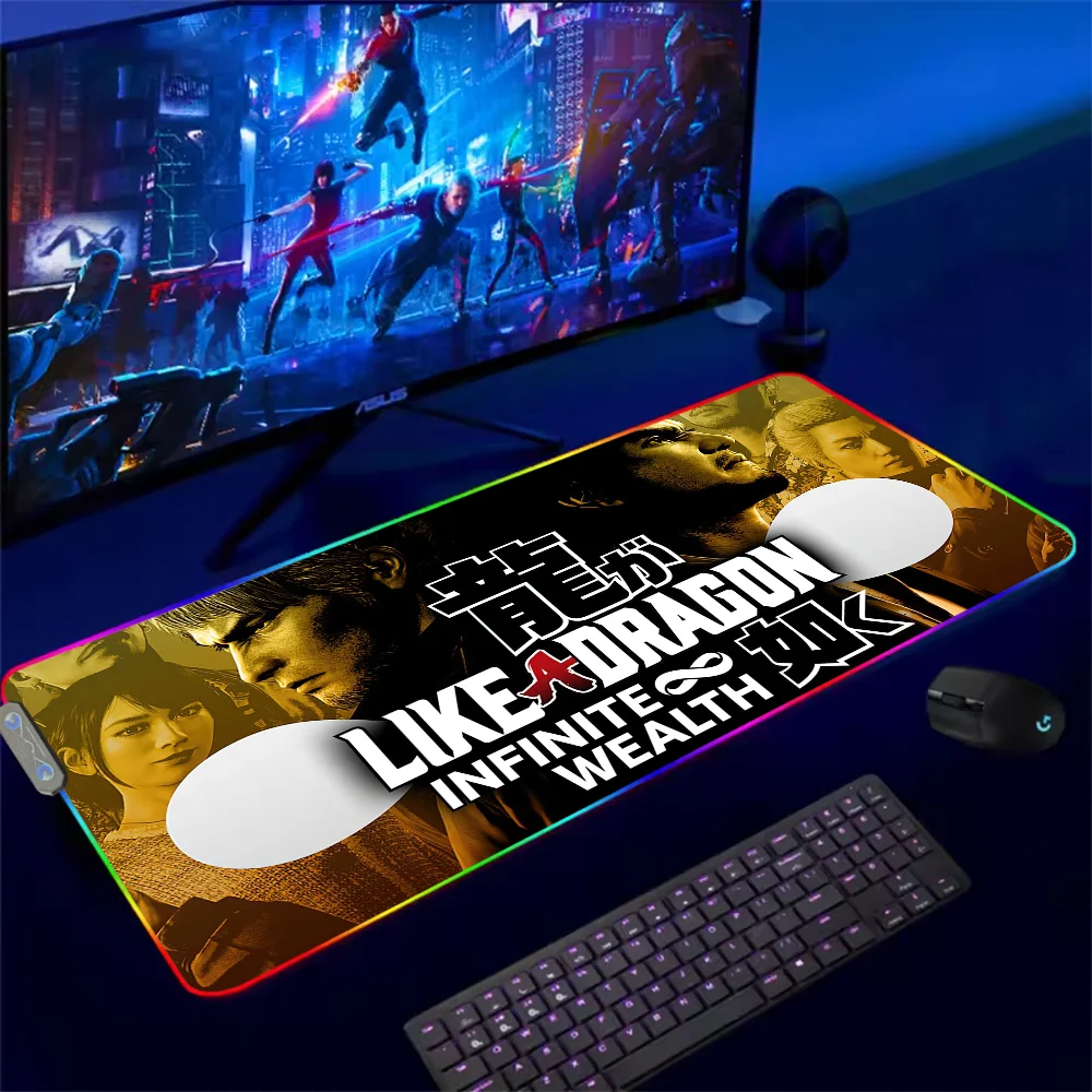 Like a Dragon Infinite W-Wealth For Rgb Mouse Pad Xxl Steelseries Laptop Mat Gaming Mousepad Backlit Keyboard Table Pads Deskpad