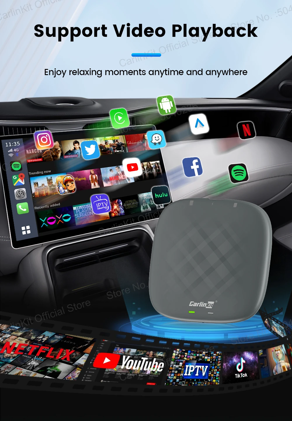 2026 CarlinKit Smart CarPlay Ai Box Android 13, unterstützt Netflix YouTube Split Screen Wireless Android Auto & CarPlay Smart TV Box – Detail 7
