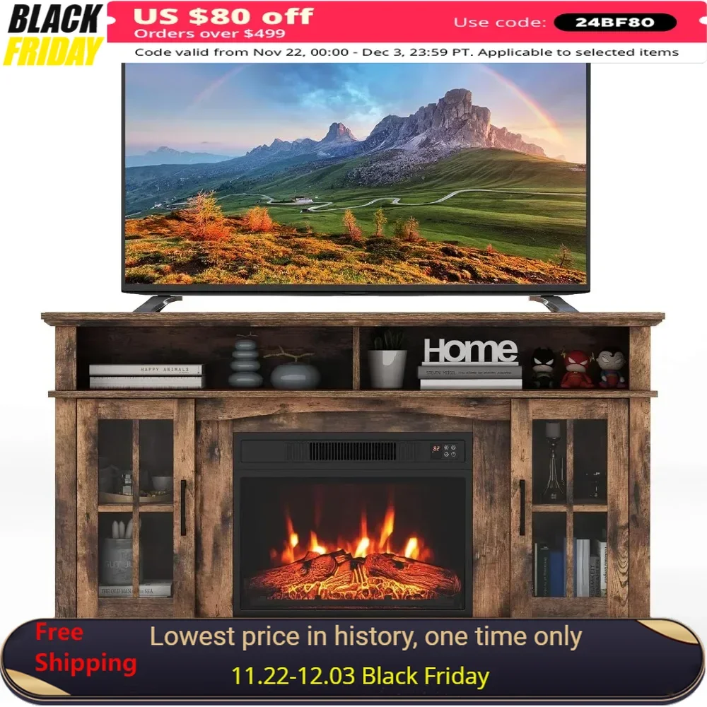 

Electric Fireplace TV Stand for TVs Up To 65 Inches Heater Insert with Remote Control Electric Fireplace