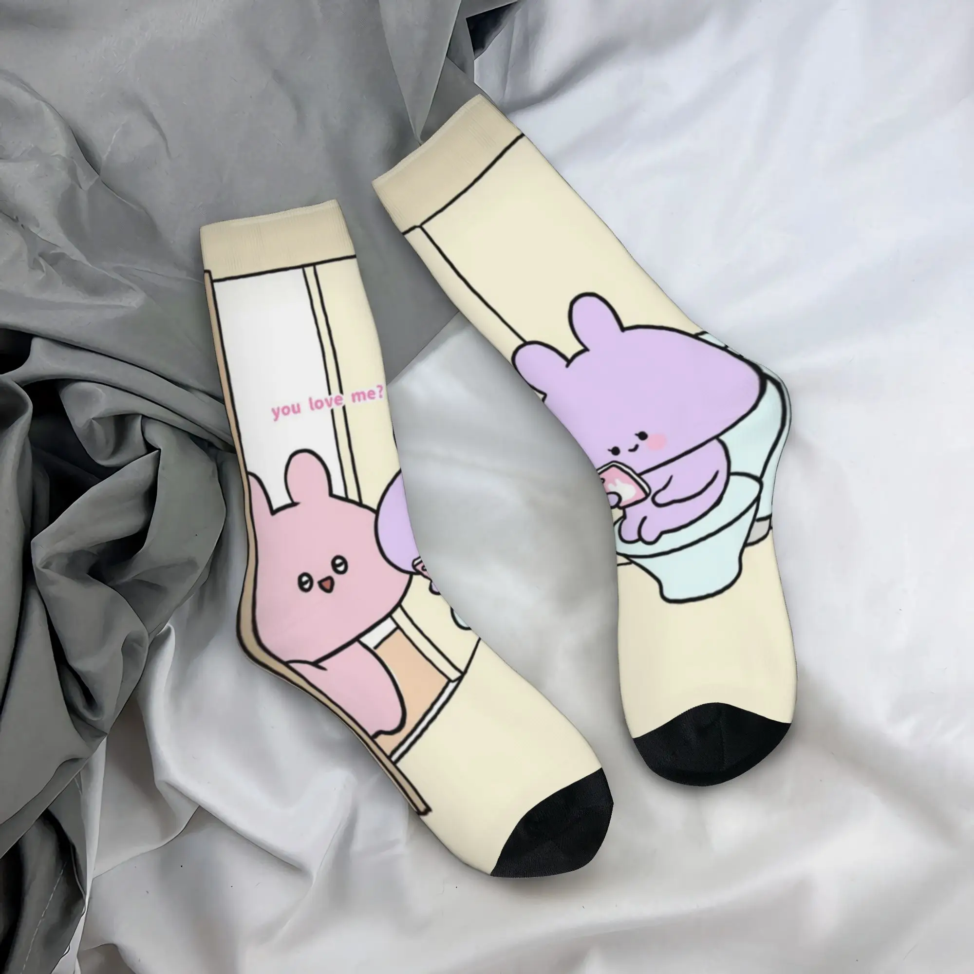 Custom Cartoon A-Asamimichans   Dress Socks Men's Women's Warm Funny Novelty  Crew Socks