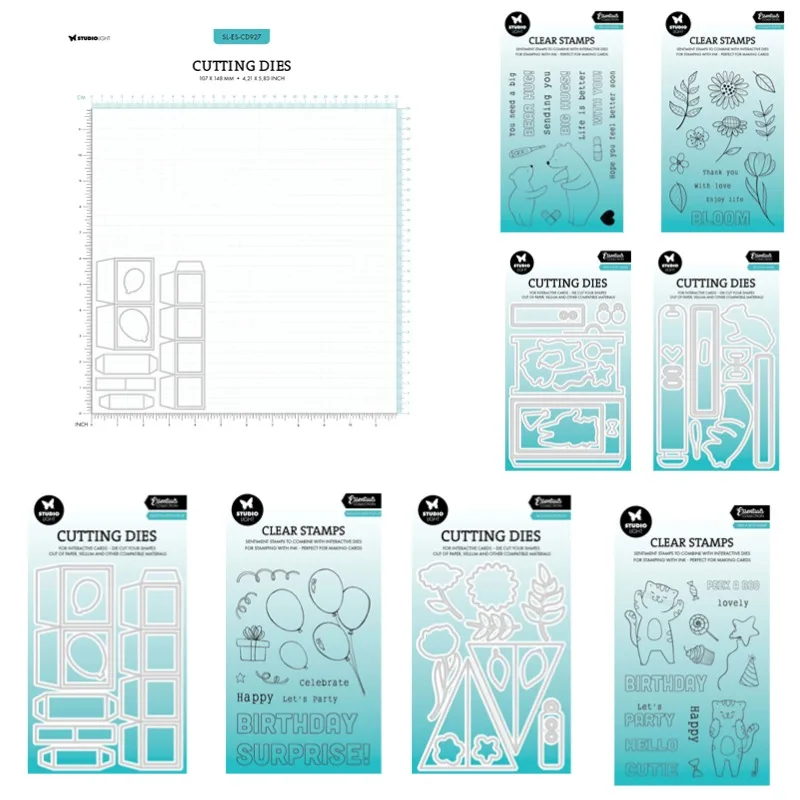 Peek Hug Bear Slider Boo Bouquet Pop Up Balloon Box Металлические штампы Силиконовые штампы Трафарет для скрапбукинга Фотоальбом Карточка DIY