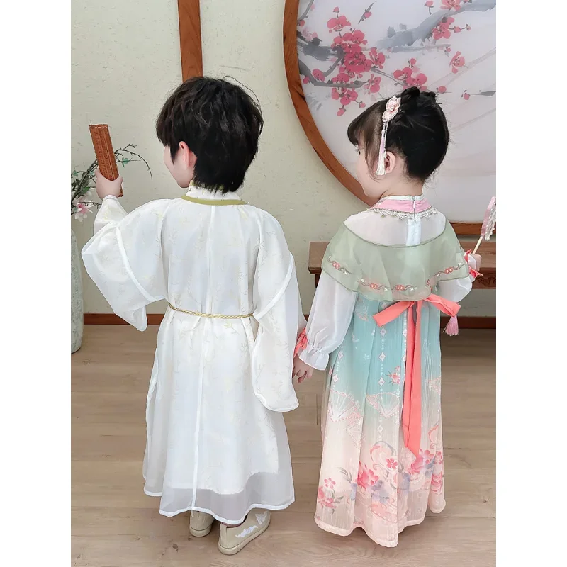 Song Dynasty stile cinese girocollo bambù ricamo ragazzi Hanfu Robe Kawaii Pink Girls Hanfu Dress Ancient Performance Suit