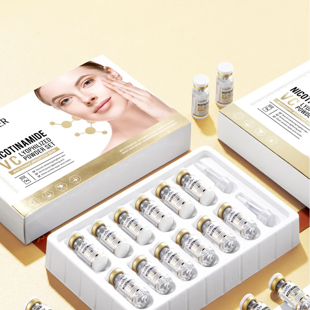 SADOER مصل الوجه النياسيناميد فيتامين C تجميد مسحوق مجفف مجموعة بقعة حب الشباب تقليص المسام مزيل التجاعيد ثبات تبييض