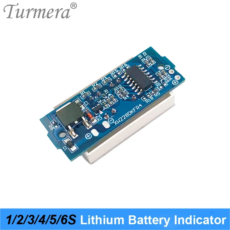 Turmera Lithium and Lifepo4 Battery Indicator LED Display 4.2V 8.4V 14.4V 18V 21V 25V 12V 24V 36V 48V for Screwdriver Drills Use