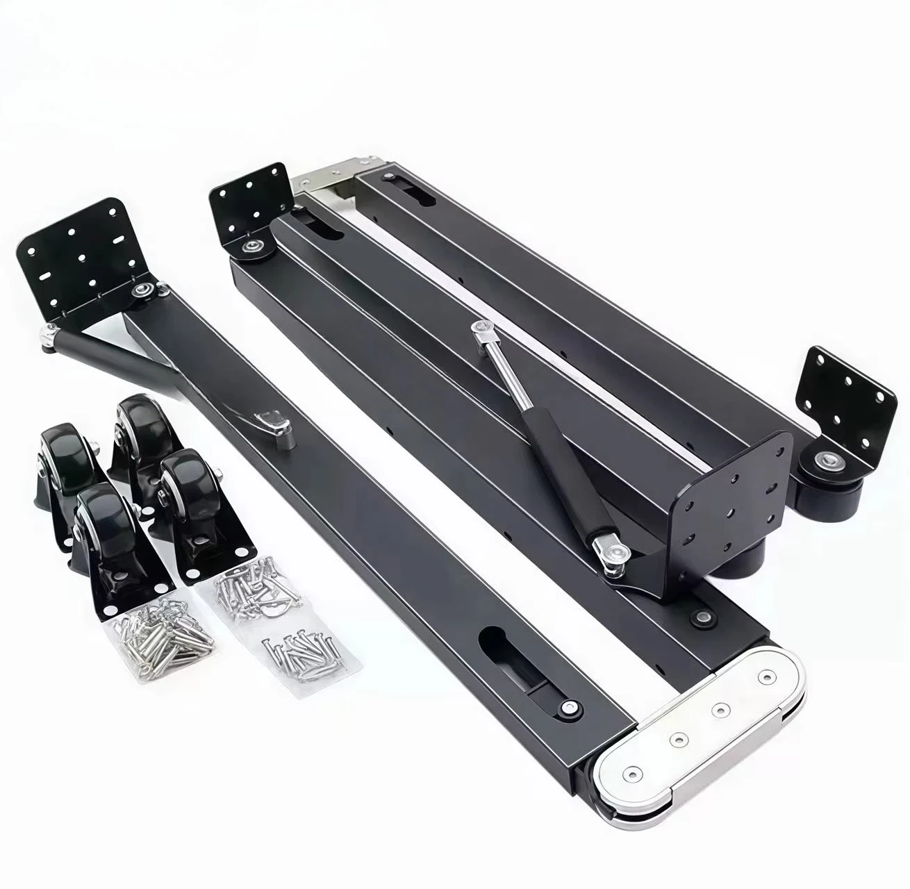 Heavy-Duty High Capacity Concealed Folding Mechanism - Space Saving Flip Down Bracket for Wall Mounted Desks & Tables