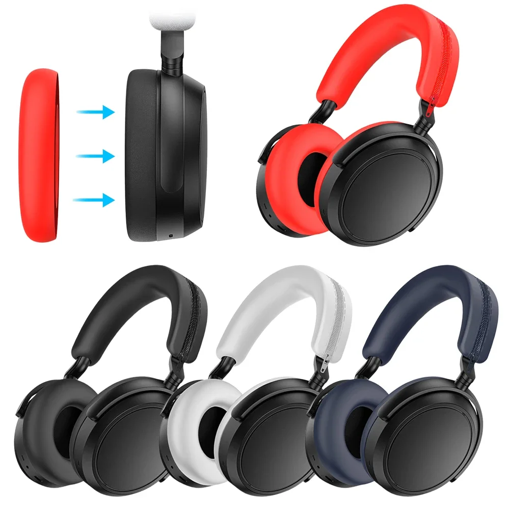 Silikon-Headset-Hülle, weiche Ohrpolster, Kopfbügel-Abdeckung, Ohrpolster, Kopfbügel-Hülle, Headset-Hülle, Ersatz für Sennheiser MOMENTUM 4