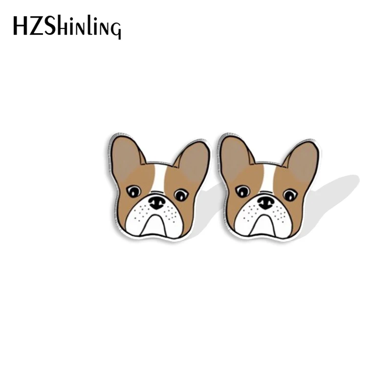 2023 New French Bulldog Head Stud Earring Dog Lovers Acrylic Resin Earrings Epoxy Handmade Jewelry Gifts Friends