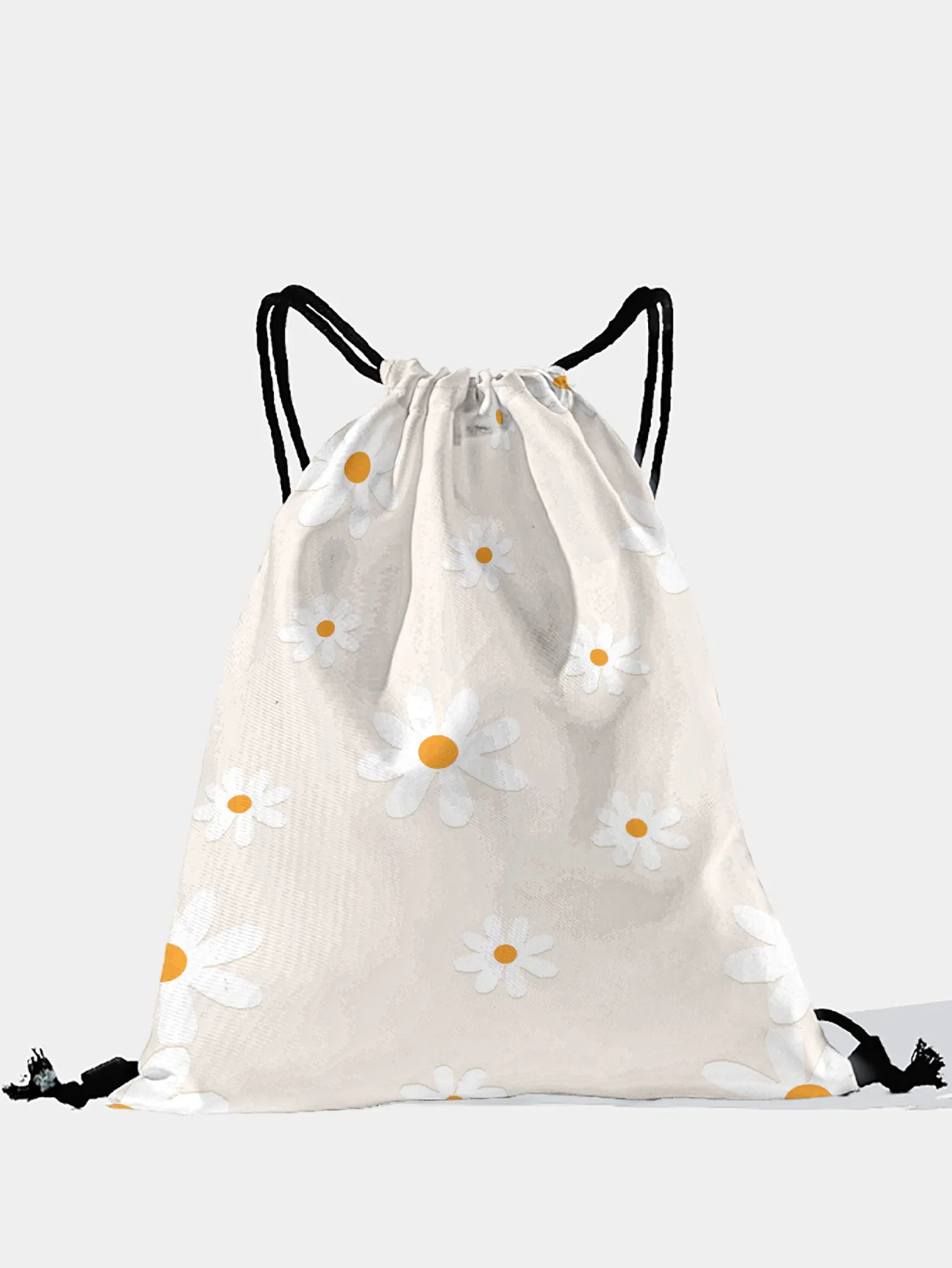 Daisy Print Drawstring Backpack, Lightweight Sports Sack Bag for Gym, Yoga, Travel, School, Shopping and Daily Commute