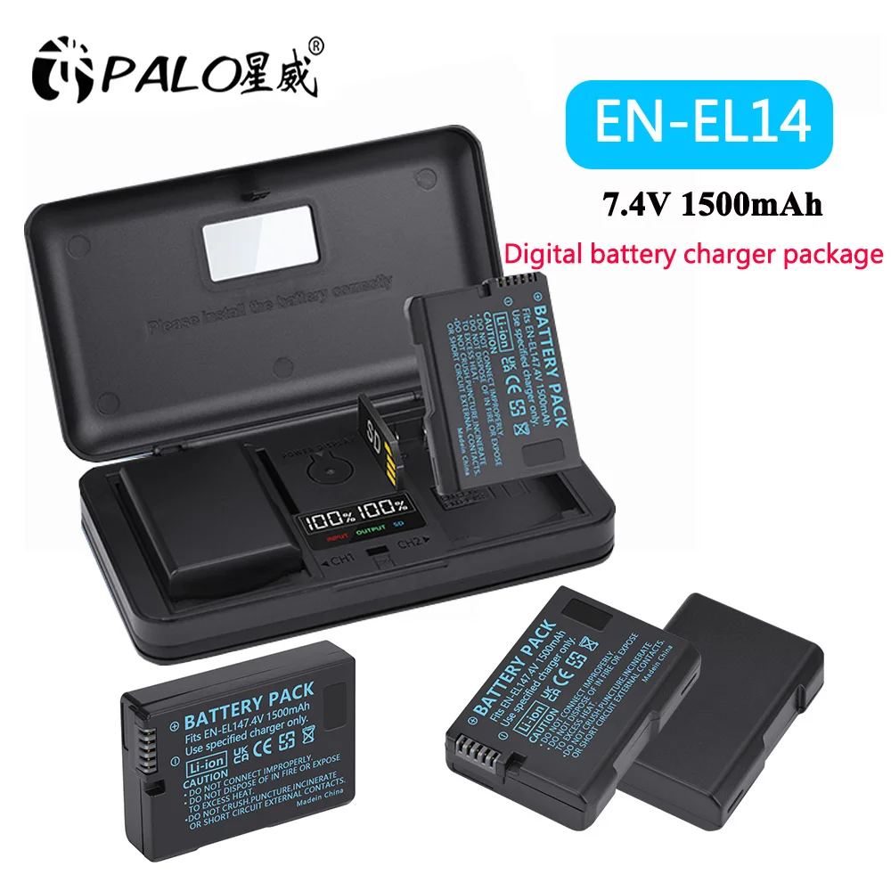 EN-EL14 EN-EL14a EN EL14 Battery + LCD Storage Box Charger with LCD Charger Case for Nikon D3100 D3200 D3300 D5100 D5200 D5300