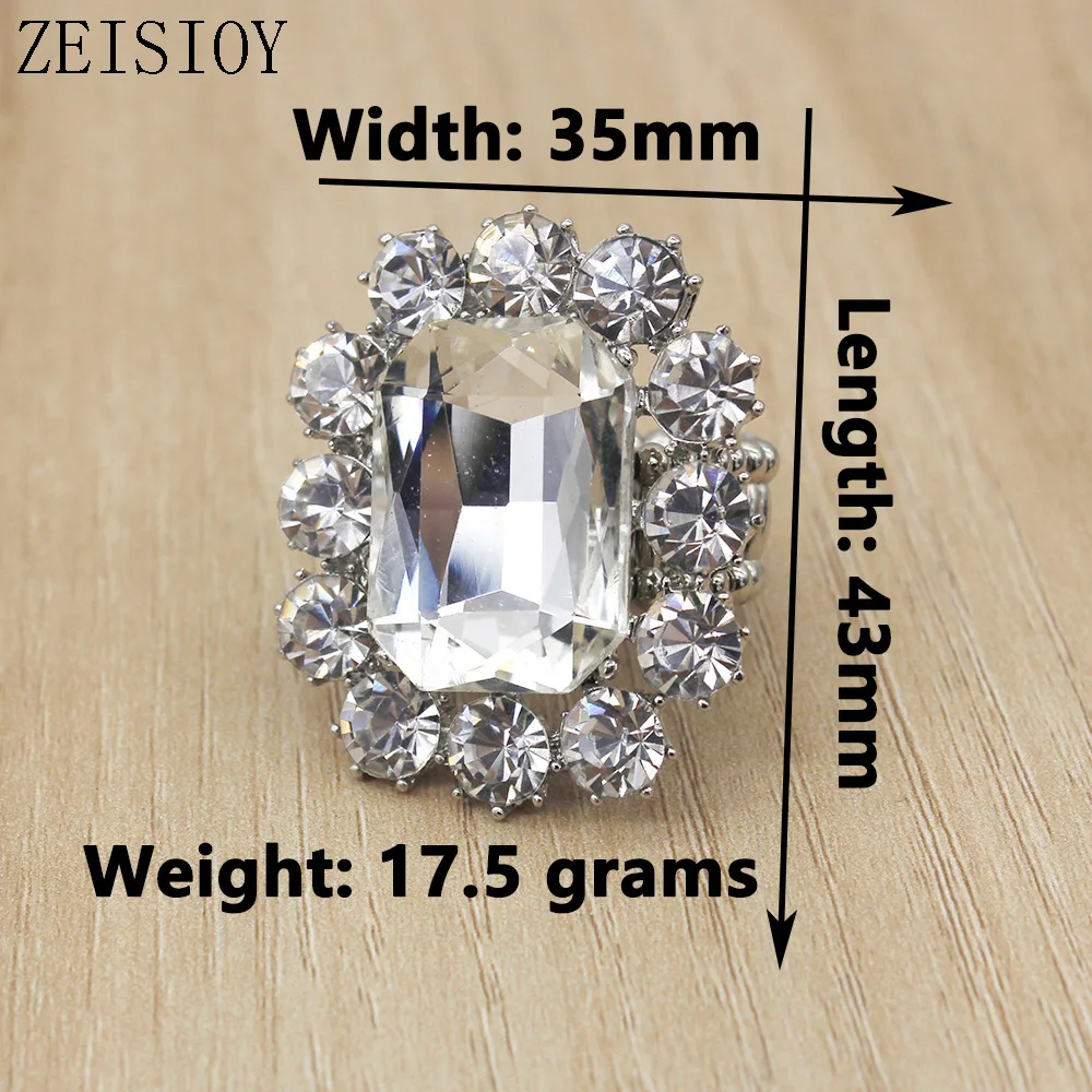 Elegant and personalized women's large ring, large glass stone, suitable for women, fashionable elastic finger ri image 5