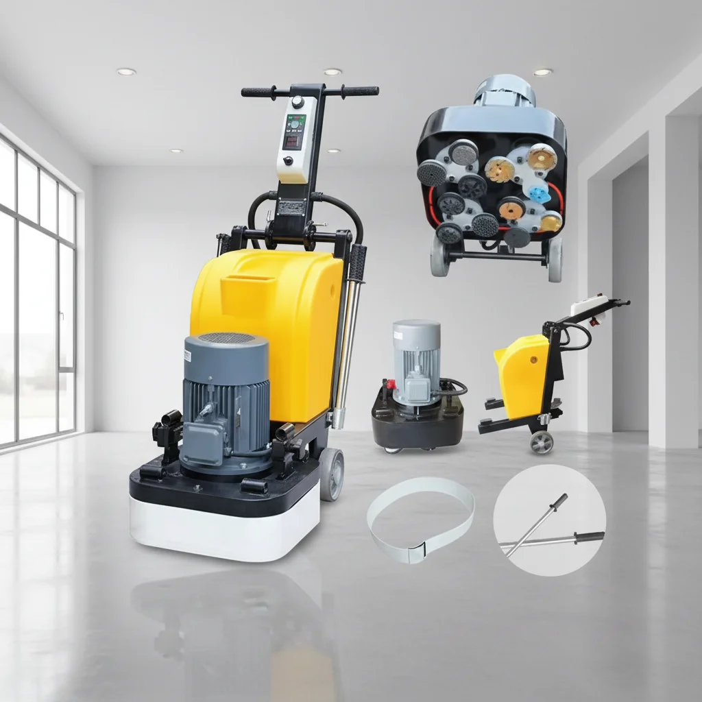 Walk-Behind Concrete Floor Grinder & Floor Polishing Machine With Vacuum Port Wet/Dry Use For Construction