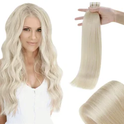 Laavoo Tape in Human Hair Extensions Real Brazilian Hair Straight Natural 100% Real Human Hair Pure Color 12-24inch Tape in Hair