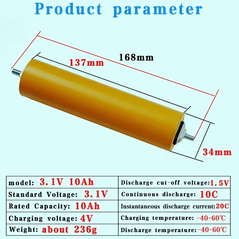 Bateria De Lítio-ion Com Baixa Temperatura, Resistência De Alta Temperatura, 12V Viagem Camping Inversor, Veículo Elétrico, 3.1V, 10Ah