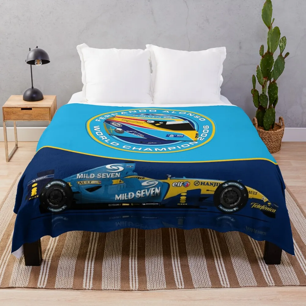 Fernando Alonso - Renault R26 Champion circ helmet Throw Blanket Decorative Beds Kid'S Soft Beds christmas decoration Blankets