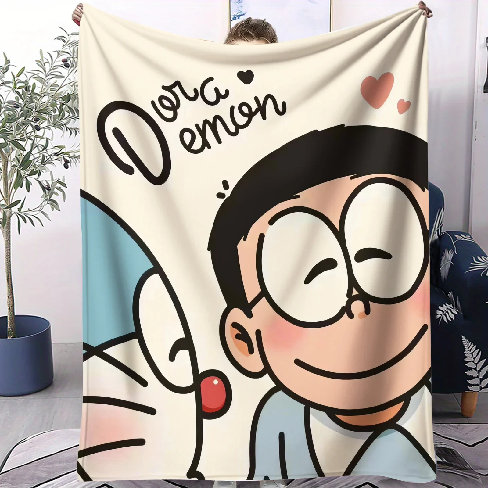 

Теплое фланелевое одеяло с принтом Дораэмон и Нобита: лучшие друзья, многофункциональный плед для детей, для дома, кемпинга, пикника, идеальный подарок