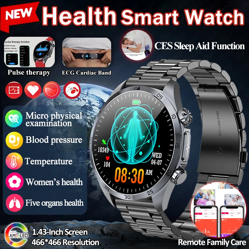 

New Health Pulse Therapy Smart Watch ECG Uric Acid Blood Oxygen Heart Rate BP CES Sleep Monitor Five Organs Health Smart Watch