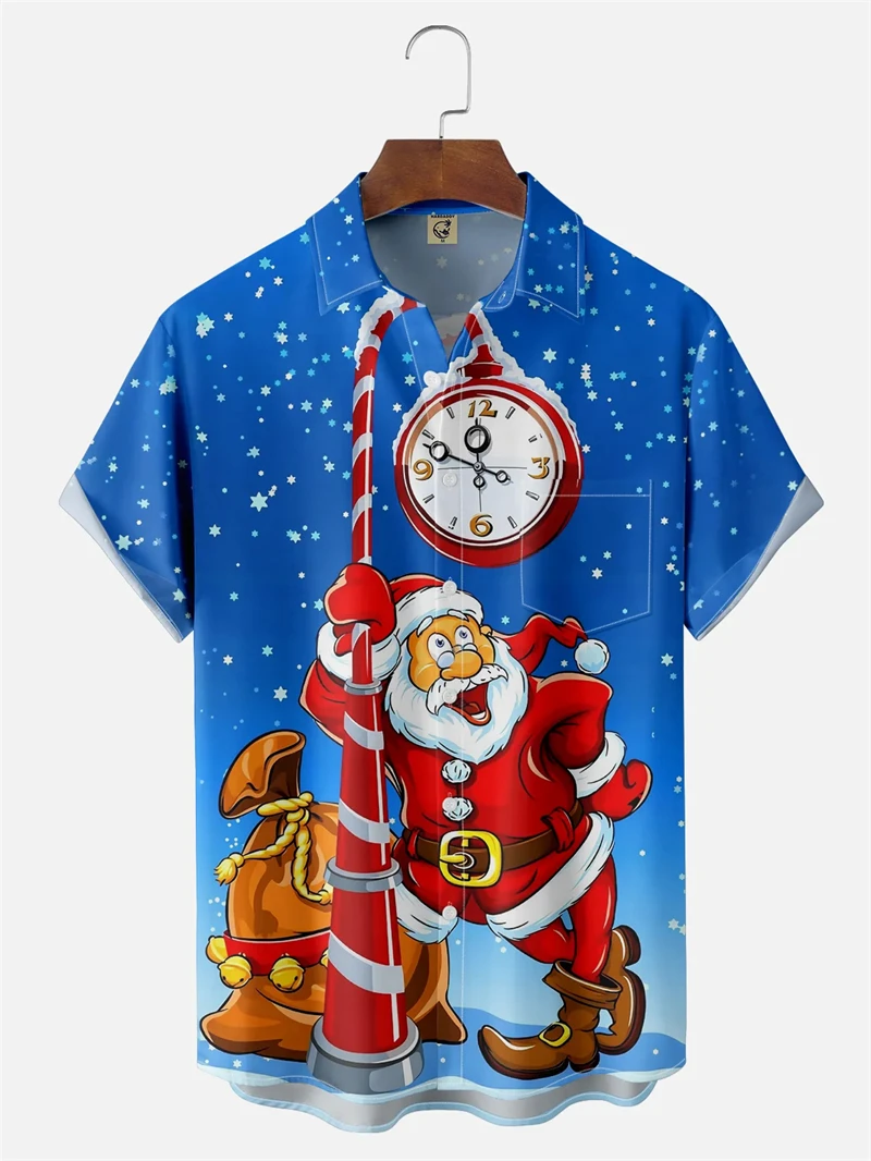 2026 New Hilarious Santa Claus 3D Printed Christmas Shirts For Men Clothes Women Beach Shirt Pop Hawaiian Xmas Gifts Button Tops