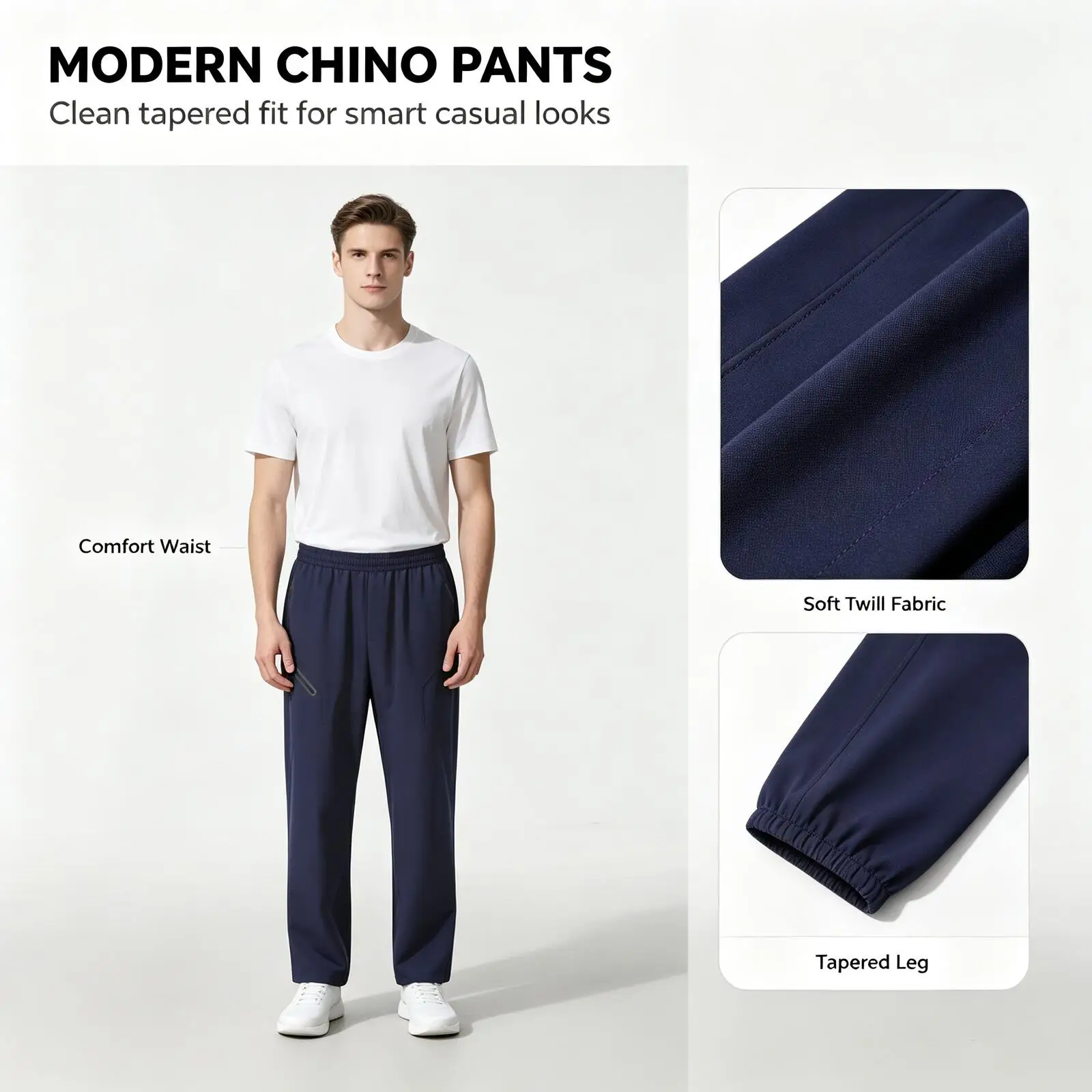 Under Armour Men's Navy Chino Pants, Slim Tapered Fit Twill Trousers, Casual Smart Pants for Office Travel Daily Streetwear