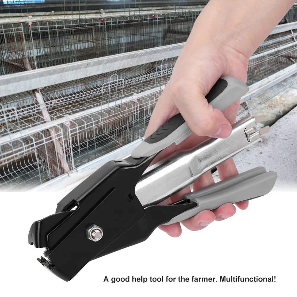 Spring-Loaded Hog Ring Pliers Kit Auto Feed Galvanized Steel C-type Hog Ring Pliers Black Grey Hog Ring Gun