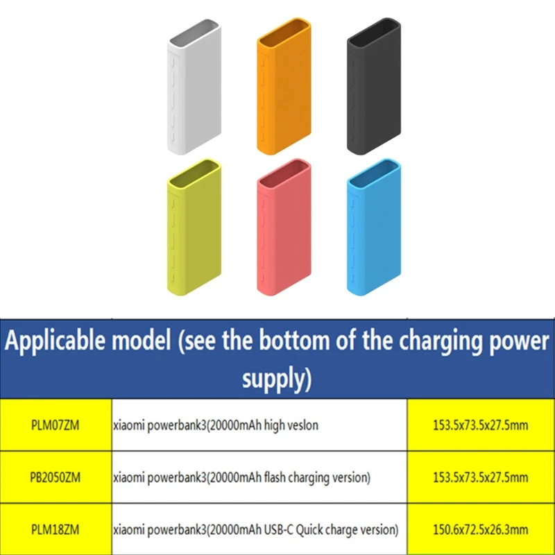 Silicone Protective Case for 20000mAh PLM07ZM/PB2050ZM/PLM18ZM Power Bank Anti-collision Non-slip Battery Charger Sleeve