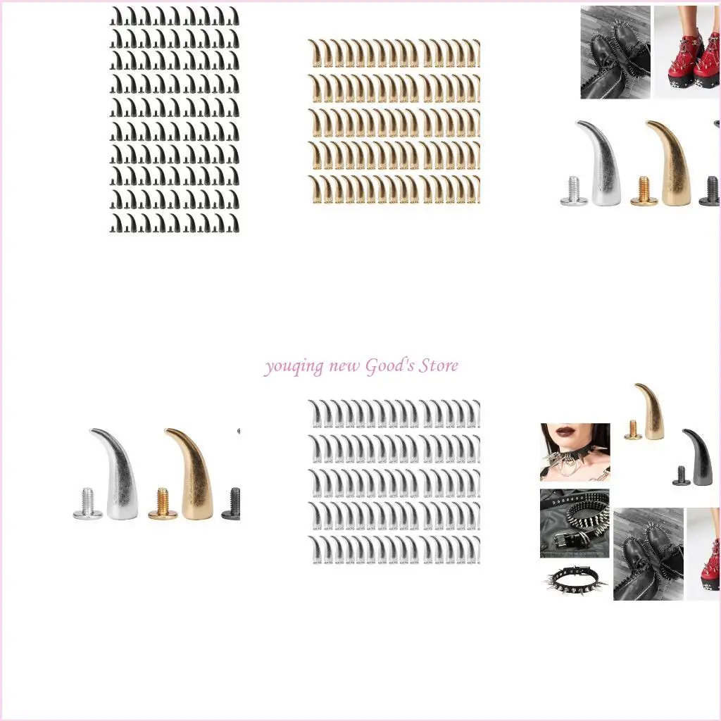 

57QA Pack of 100 Fashion Spikes Leathercraft Rivets Belt Collar Studs for Punk and Gothic Clothing and Accessories
