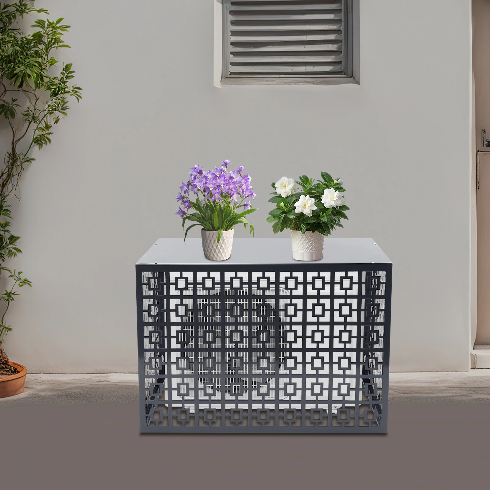 Dunkelgrauer Klimaanlagenzaun mit mehreren Szenen (AC-Schutz-/Blechzaun-/Poolenausrüstungszaun) – 43,3121,6531,5 Zoll Außengröße