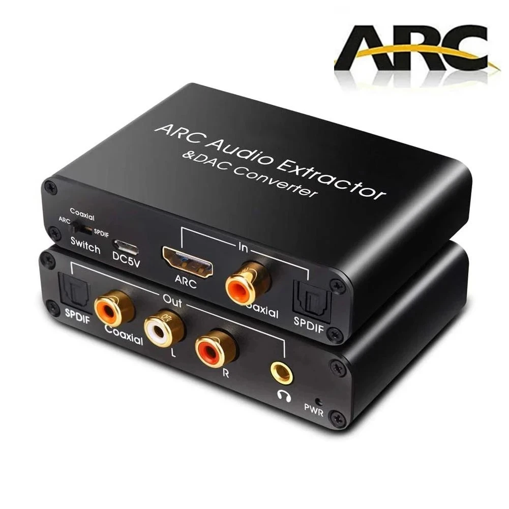 192KHz ARC DAC Audio Extractor Cyfrowo-analogowy konwerter audio HDTV ARC Powrót do SPDIF Coaxial 3.5mm L/R Soundbar Adapter