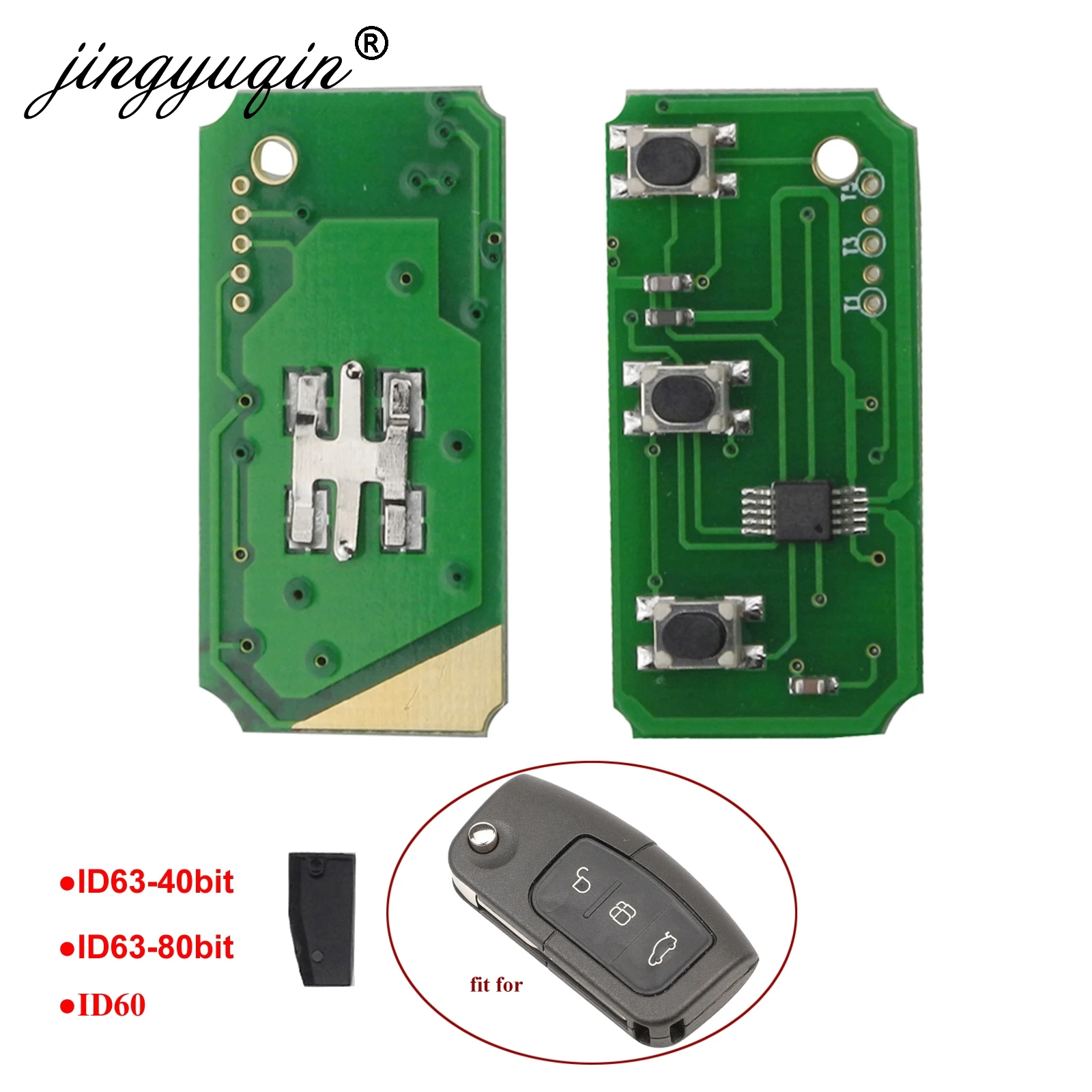 jingyuqin 433MHz 3 Button Remote Key Circuit Electronic Board For Ford Focus 2 3 Mondeo Fiesta C Max S Max Galaxy ID60 ID63 Chip