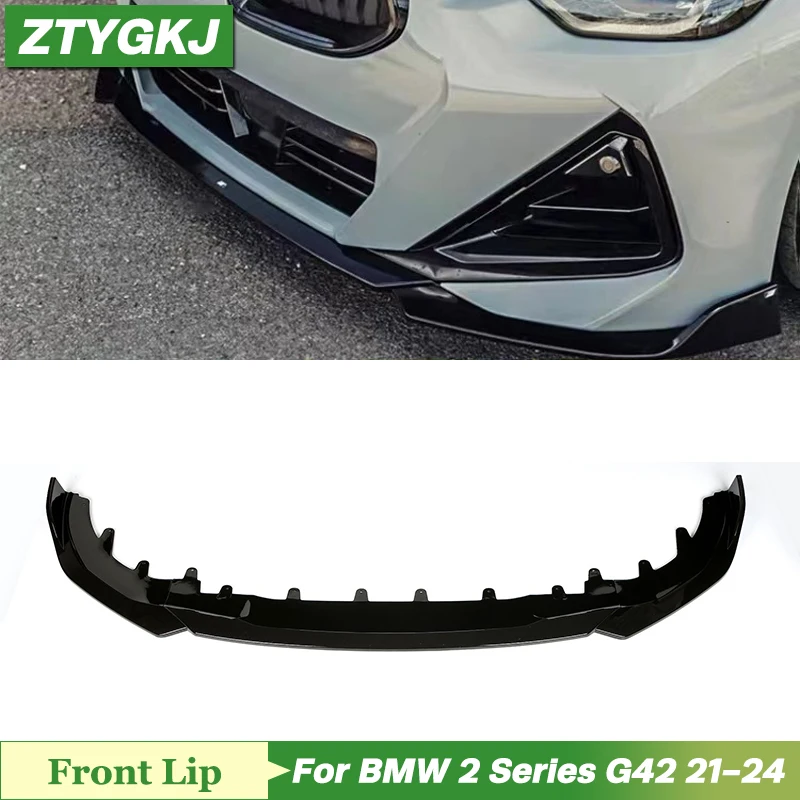 

3 PCS MP Style High Quality ABS Glossy Black Front Bumper Lip Splitters Trims For BMW 2 Series G42 Tuning 2022-2023
