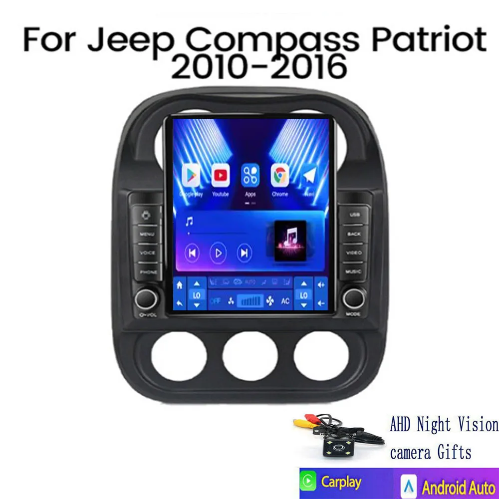 Для Tesla Style 2Din Android 14 Автомобильный радиоприемник для Jeep Compass Patriot 2010-36 Мультимедийный видеоплеер GPS Стерео Carplay DSP Камера