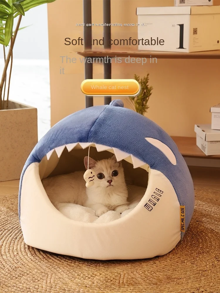 Cats Winter Warm Closed Pet Supplies Semi-closed Cat Bed House Nest Mat Cat Accessories Home Climbing Pet Dog House