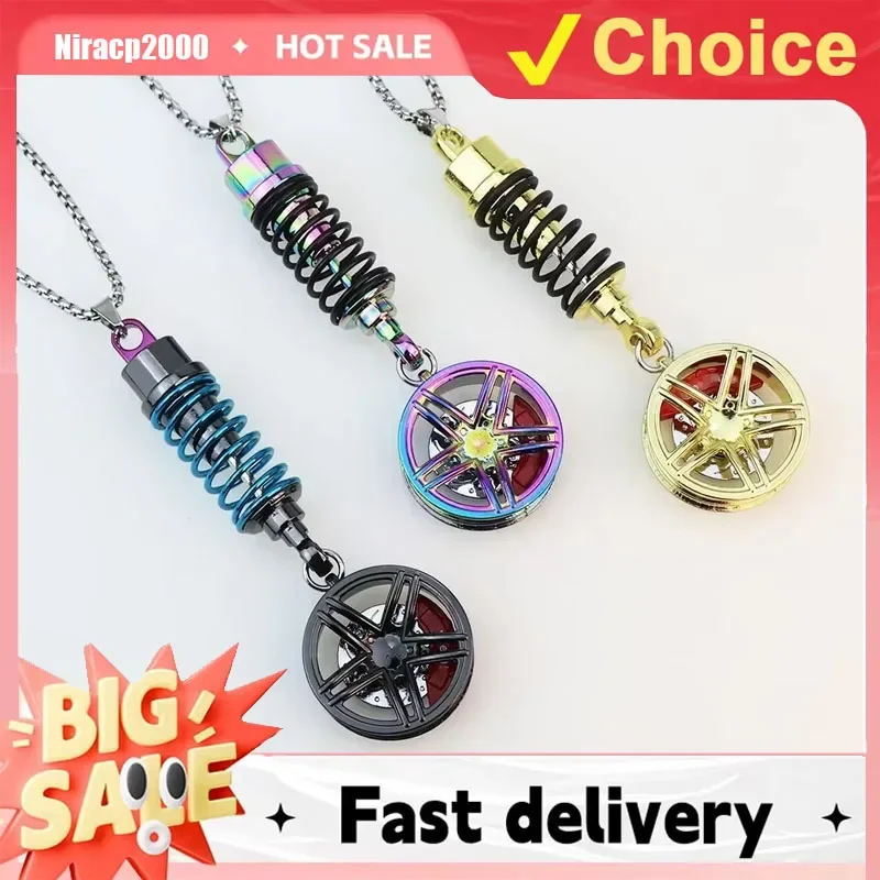 1pcs Car Mirror Rearview Pendant Auto Interior Decor Pendants Aluminum Wheel With Shock Absorber Ornament Hanging Accessories