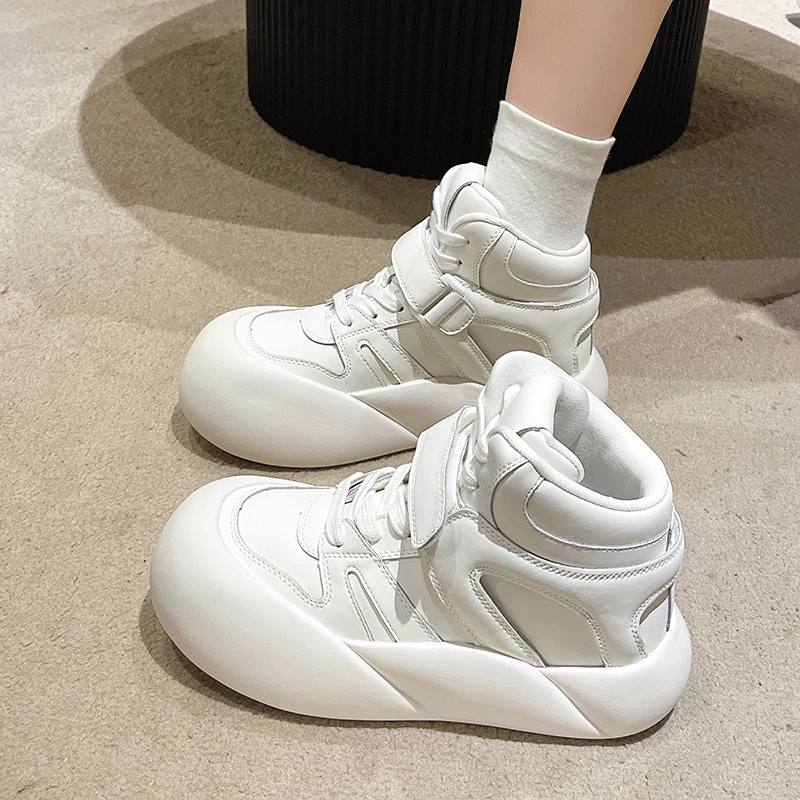 

Women's Shoes, High Top Loafers, 2023 Spring, Autumn, and Winter New Thick Soled Lightweight and Comfortable Casual Shoes