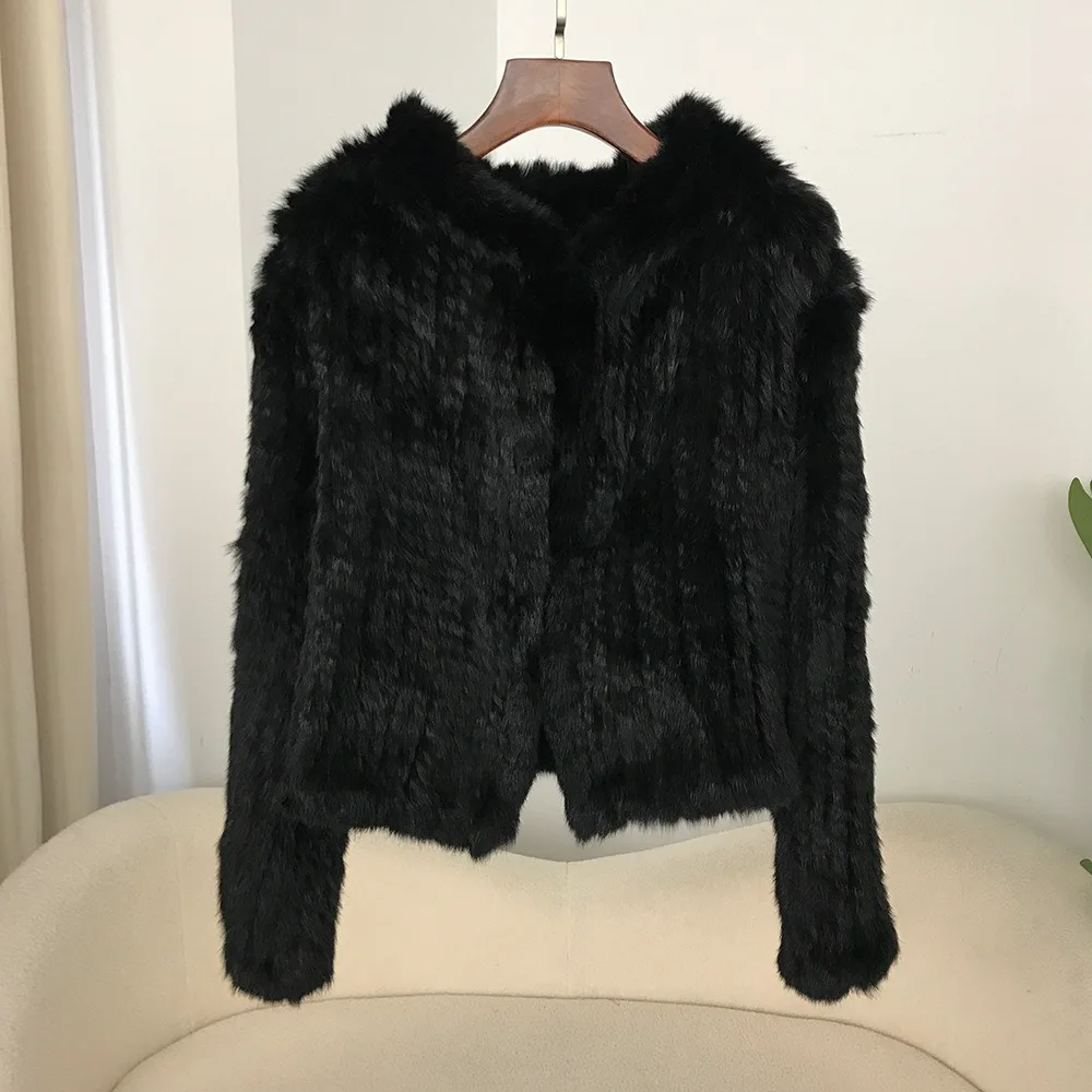 Manteau à capuche double face pour femme, fourrure courte, épais, crypté, tissé à la main, coréen, automne, hiver, nouveau