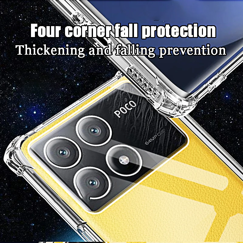 Shockproof Clear Phone Case for Xiaomi Poco X6 Pro M6 M5 M4 F5 F3 X4 X3 X5 C65 M5s M4 Pro 4G 5G Luxury TPU Silicone Back Cover