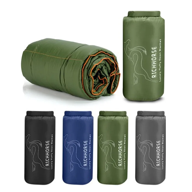 Down Blanket Portable Travel Blanket 90 Duck Down Filled Water Resistant Nylon Down Blanket