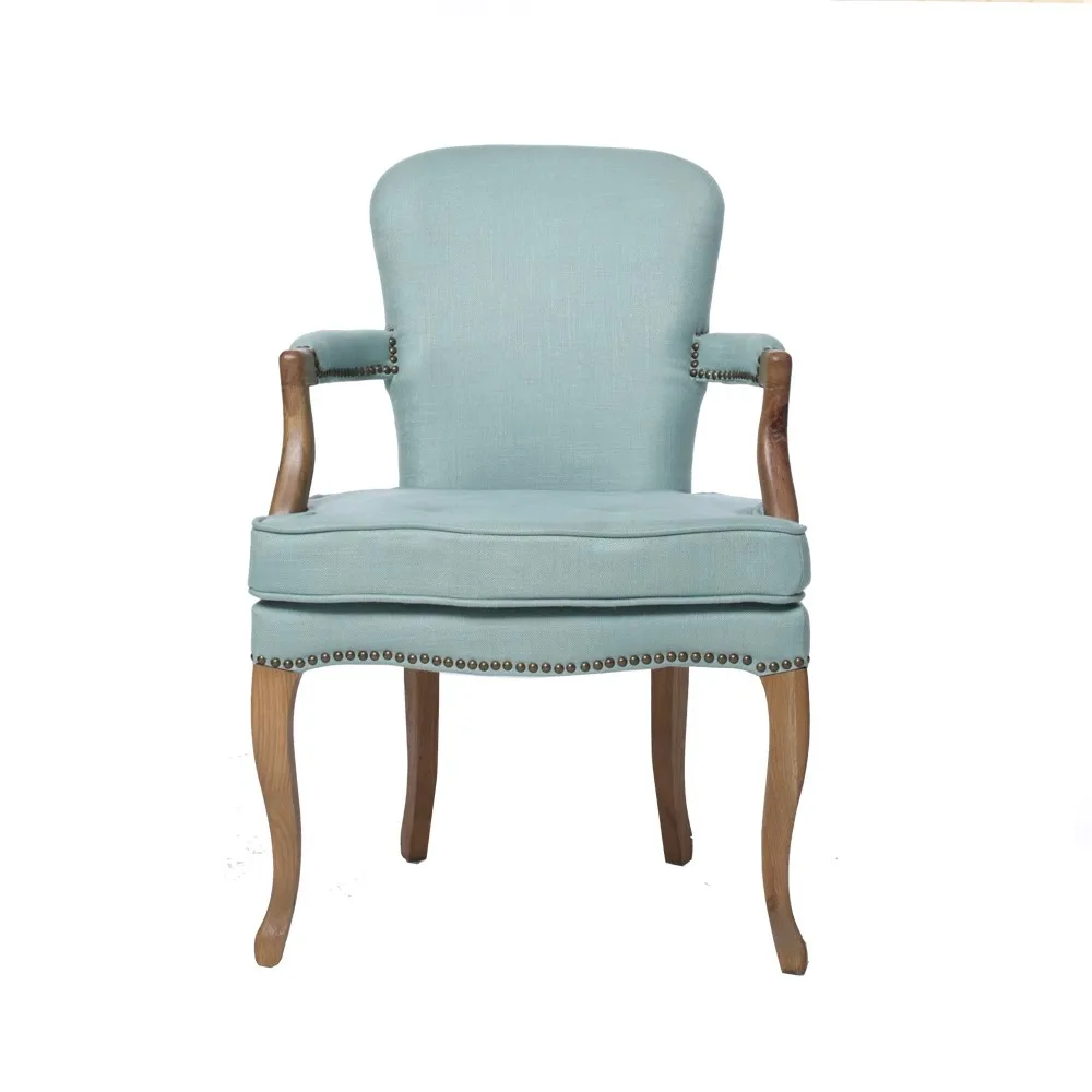 

American country with armrests solid wood oak light blue fabric art old designer dining chair book chair designer custom