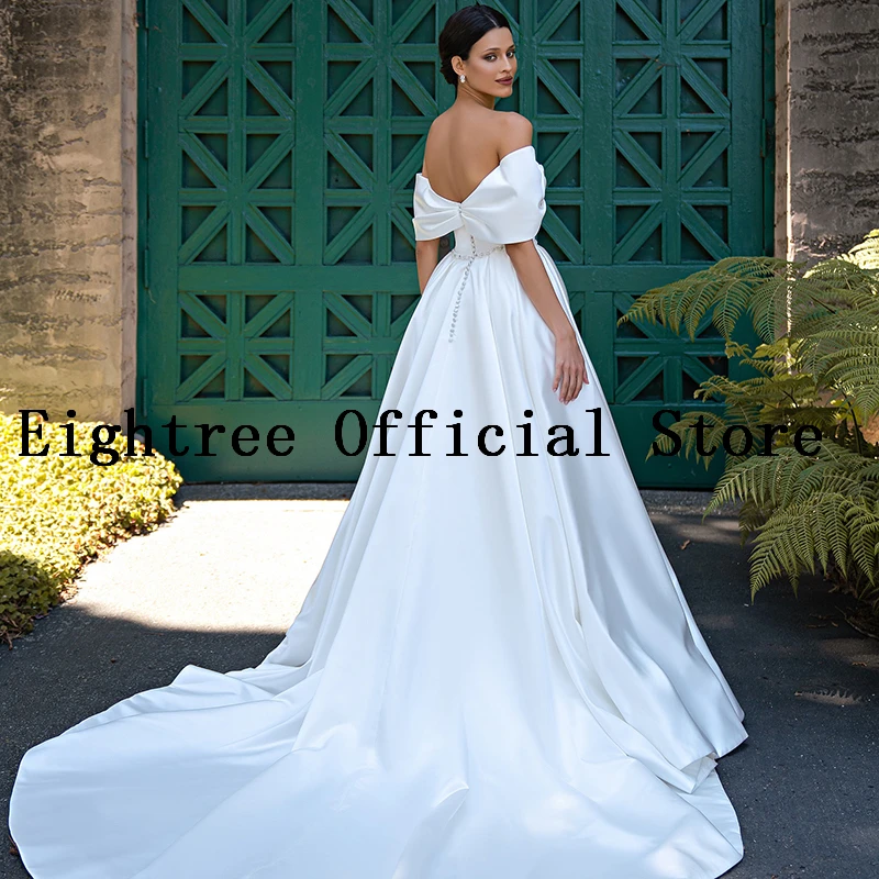 Eightree Mermaid Wedding Dresses Off The Shoulder Sweep Train Dress With Detachable Train Wedding Evening Prom Gowns Plus Size